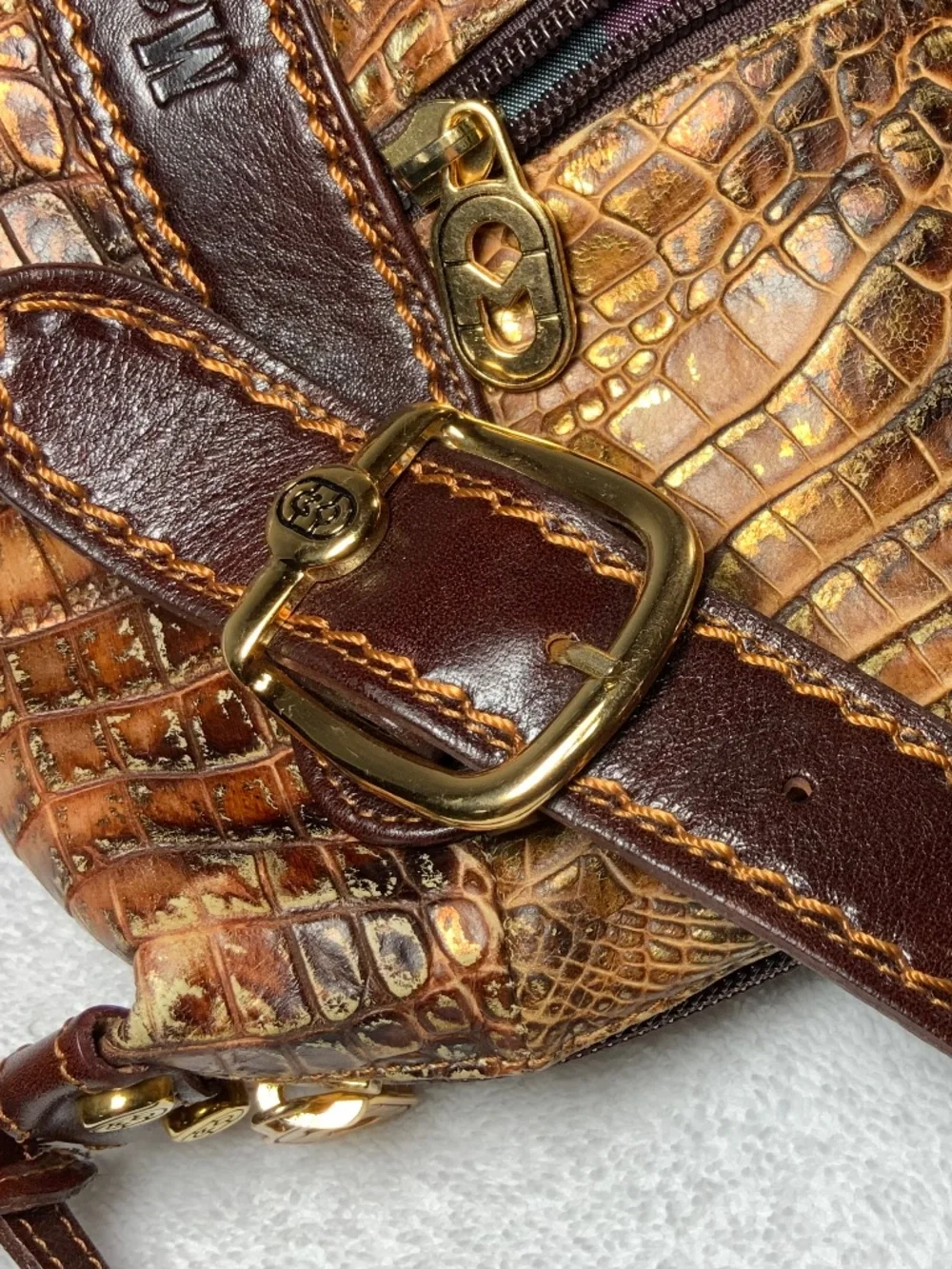 Marino Orlandi Large Croc Embossed Leather Purse - Picture 10 of 16